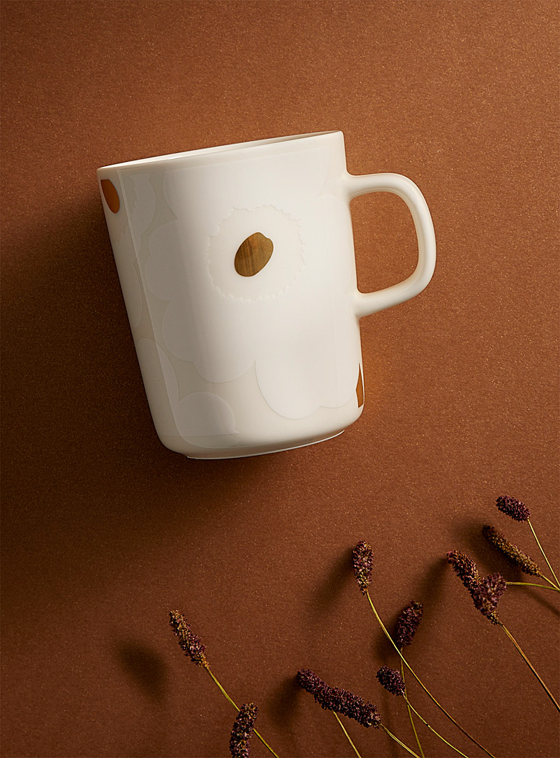 Marimekko Patterned White Golden Oiva Unikko mug for women