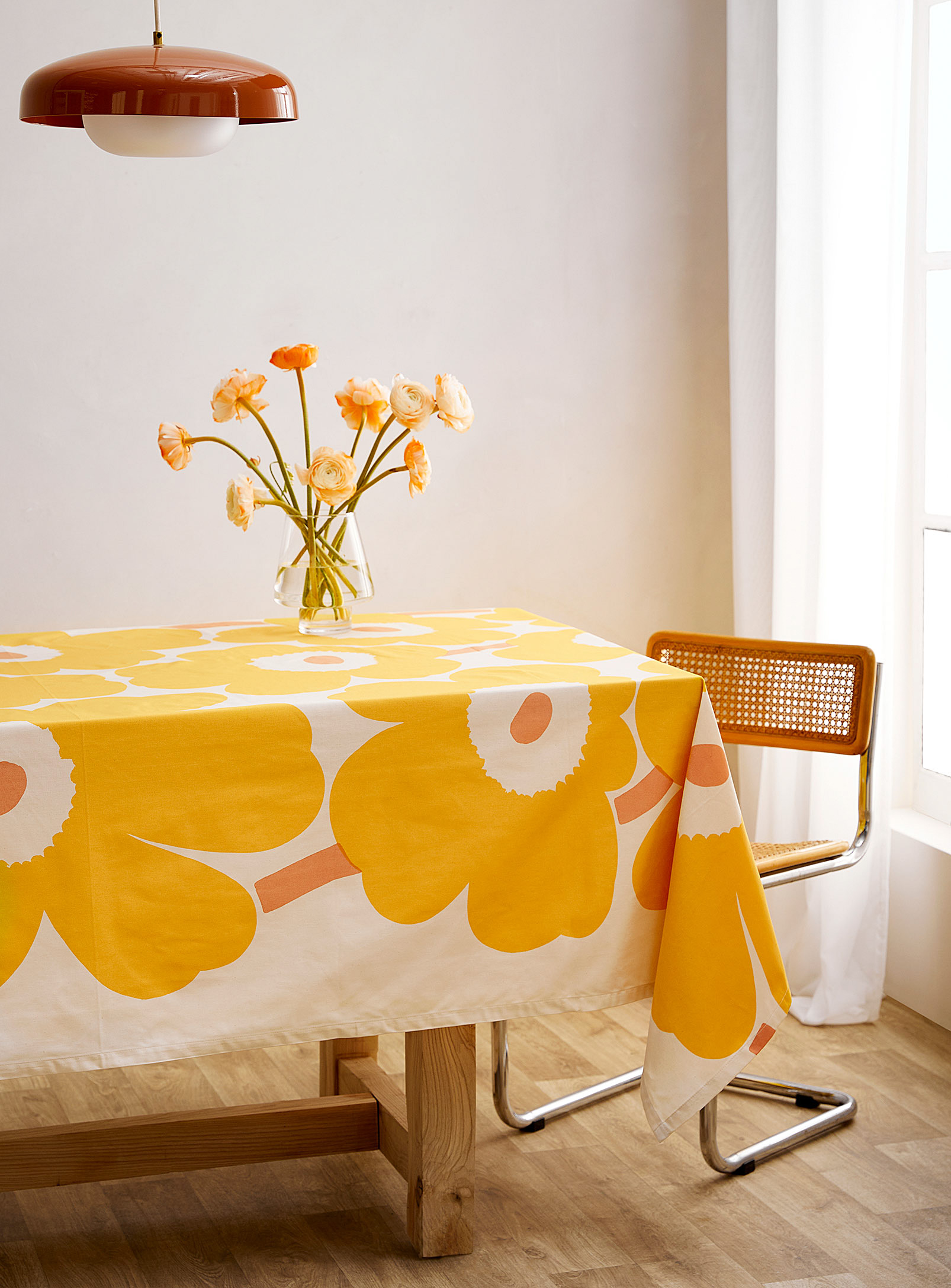 Marimekko Yellow Unikko Flowers Tablecloth In Golden Yellow