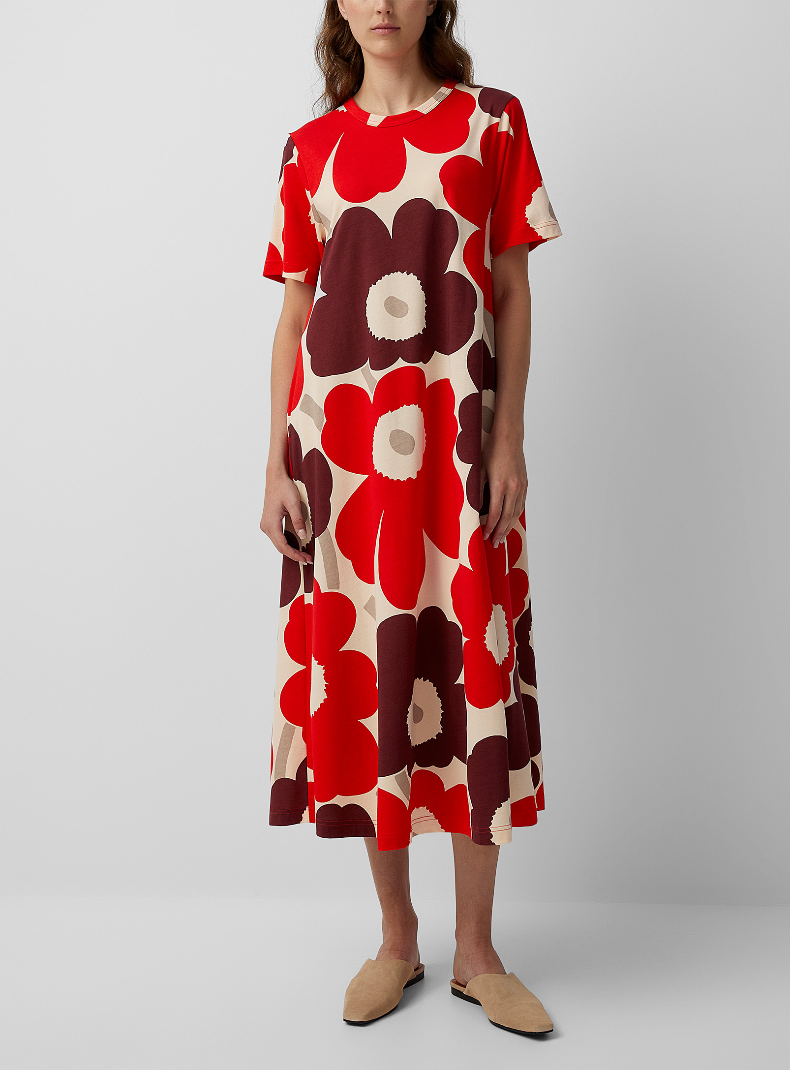 marimekko red dress Marimekko Rytmi Unikko Dress In Red, Light Pink, Size 36 Eu