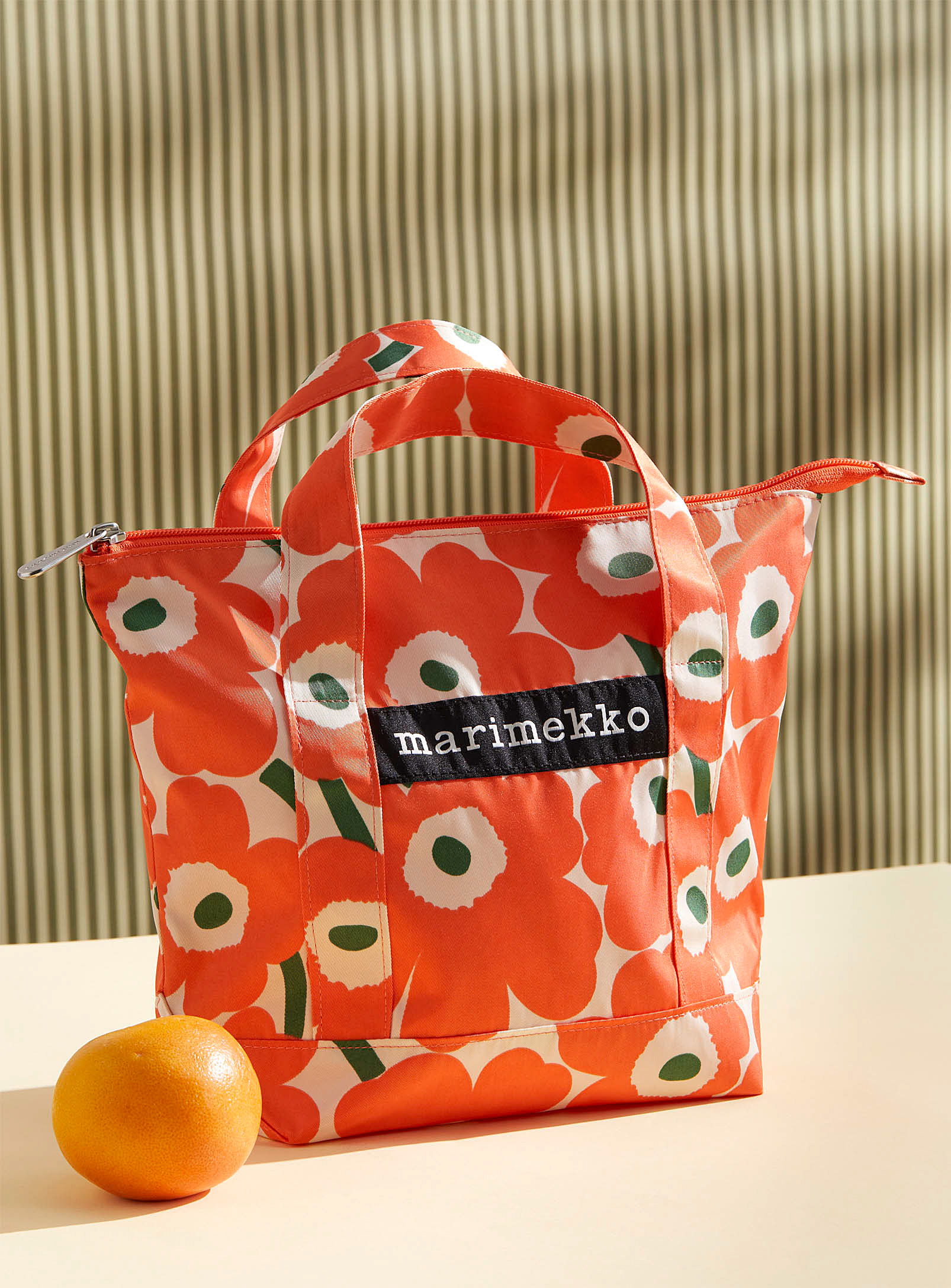 Marimekko - La sac à lunch fleurs orange Unikko