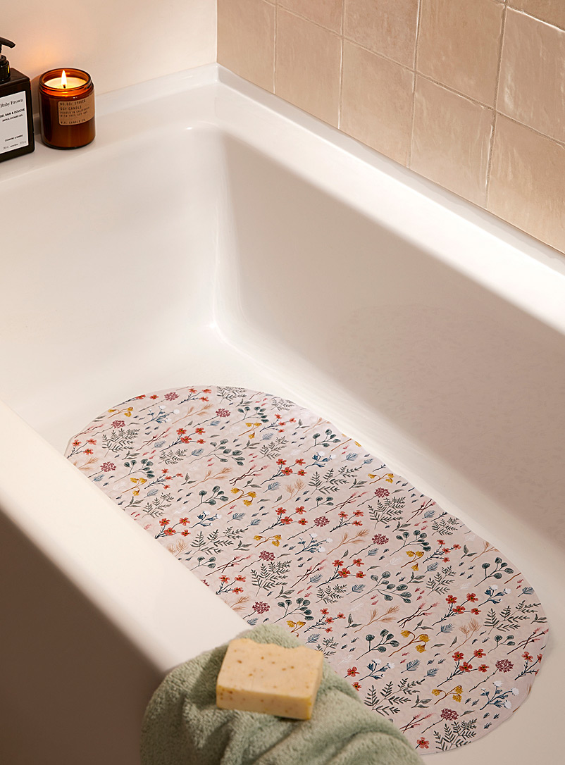 Simons Maison: Le tapis de baignoire fleurs dessinées 39 x 69 cm Assorti