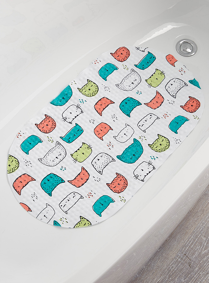 Simons Maison: Le tapis de baignoire les chatons font ronron 39 x 69 cm Blanc à motifs