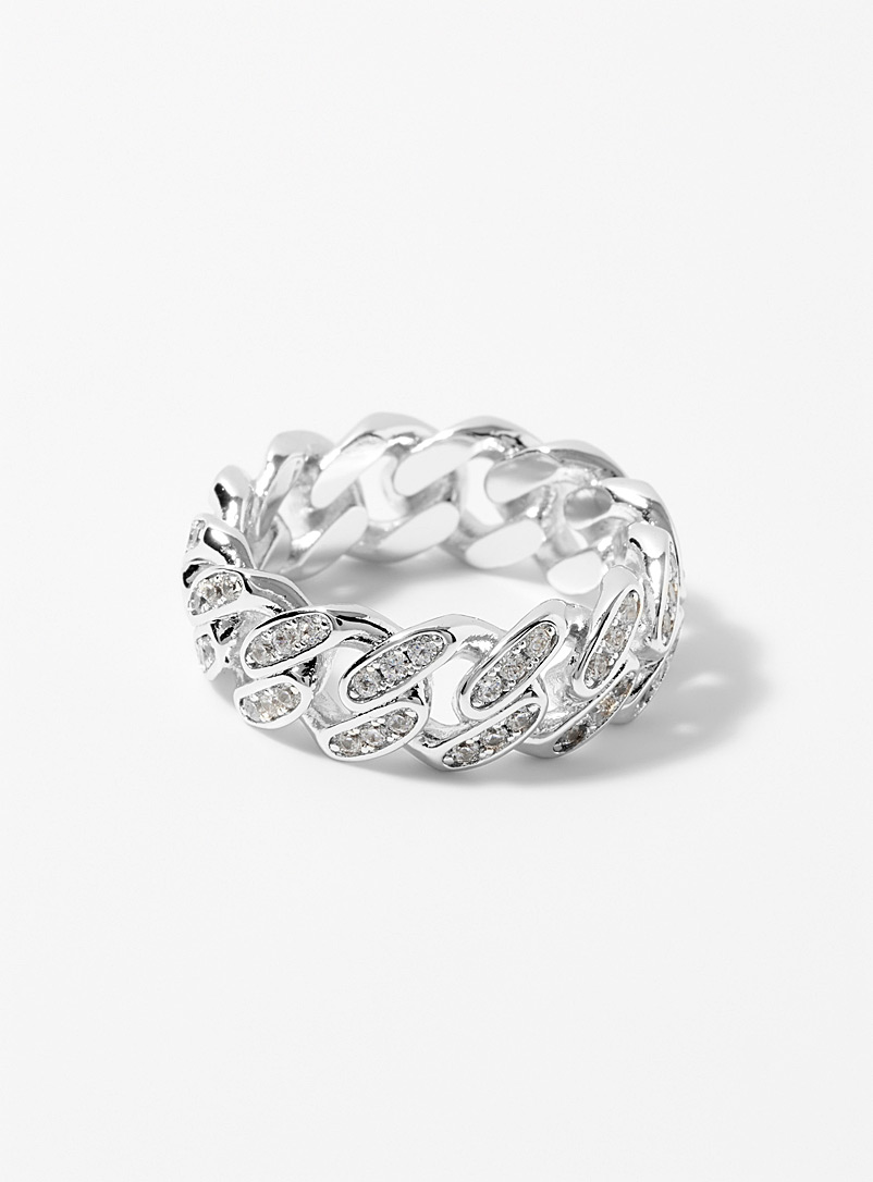 Le 31 Silver Shimmery chain ring for men