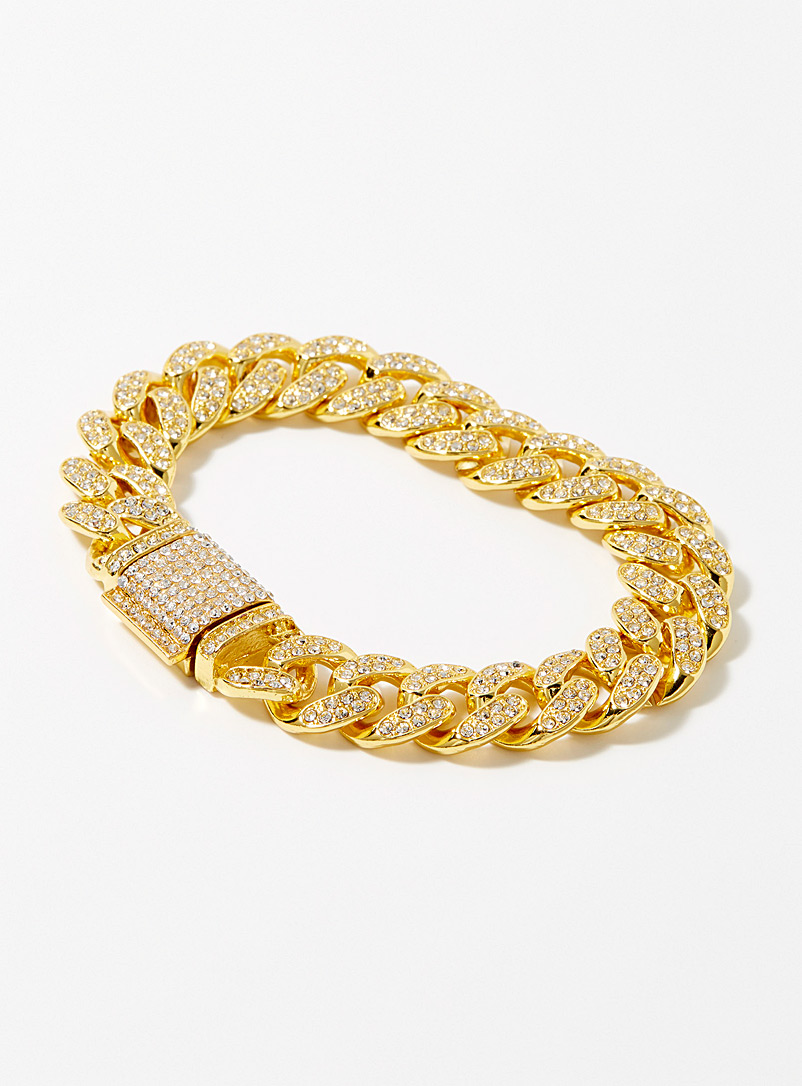Le 31 Golden Yellow Chunky link crystal bracelet for men