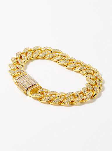 Le bracelet larges mailles et cristaux