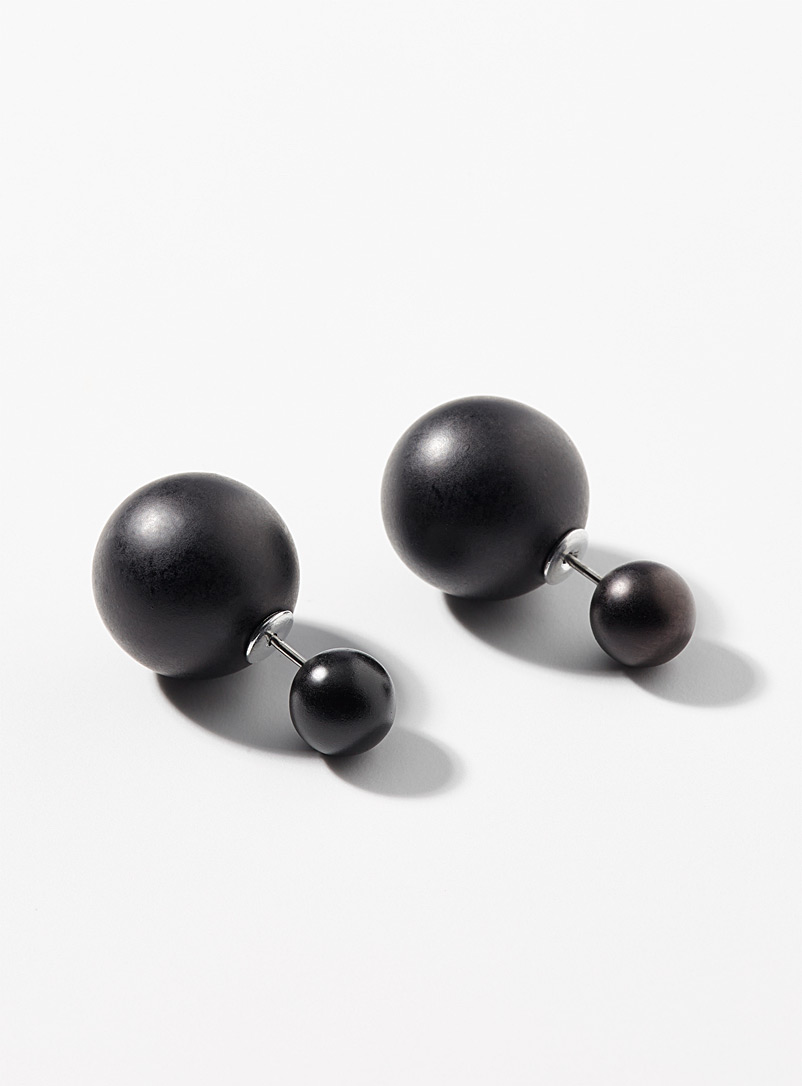 Boucles d'Oreilles Clip en Perles Noires 8 mm · Simon & Simon