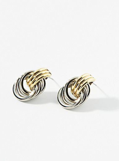 Interlaced-like two-tone earrings