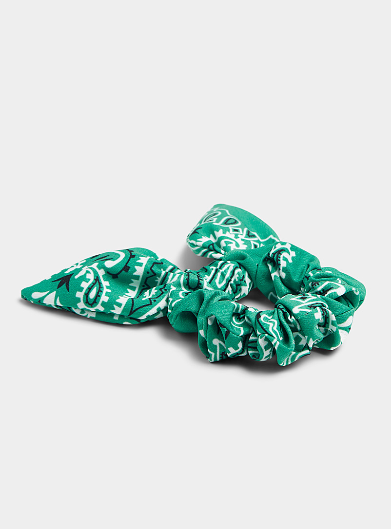 Simons Patterned Green Bandana-pattern scarf scrunchie for women