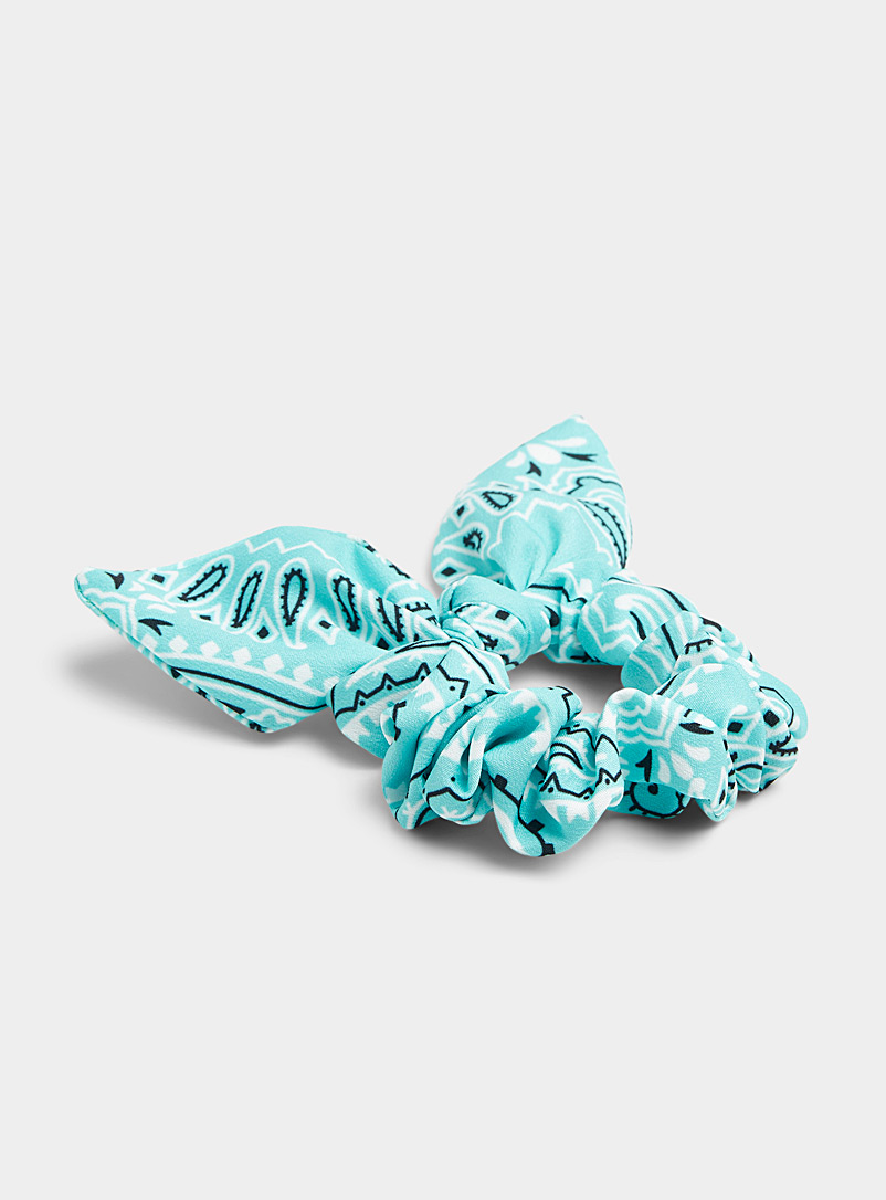 Simons Patterned Blue Bandana-pattern scarf scrunchie for women