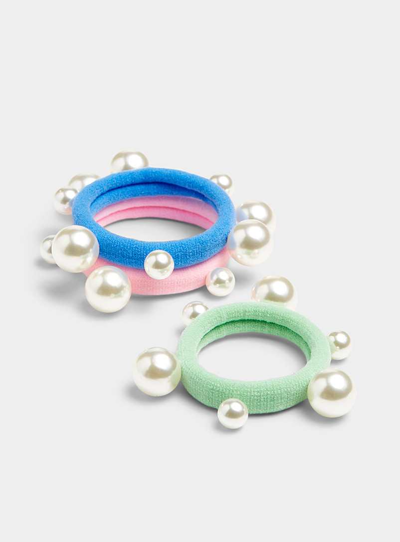 Simons Assorted Oversized pearl elastics Set of 3 for women