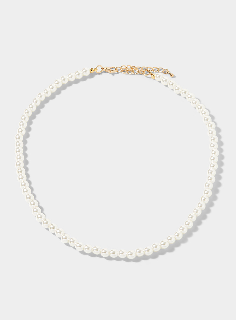 Simons: Le collier perles rondes Blanc pour femme