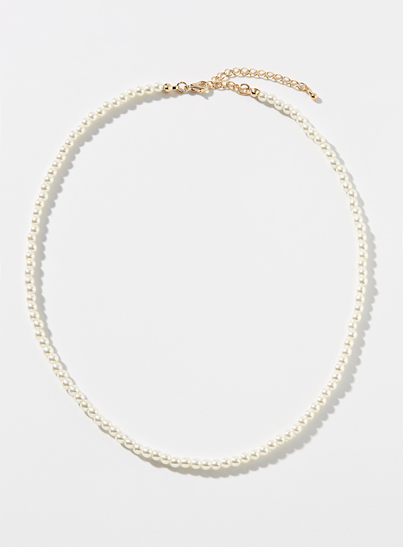 Simons White Small pearly bead necklace for women