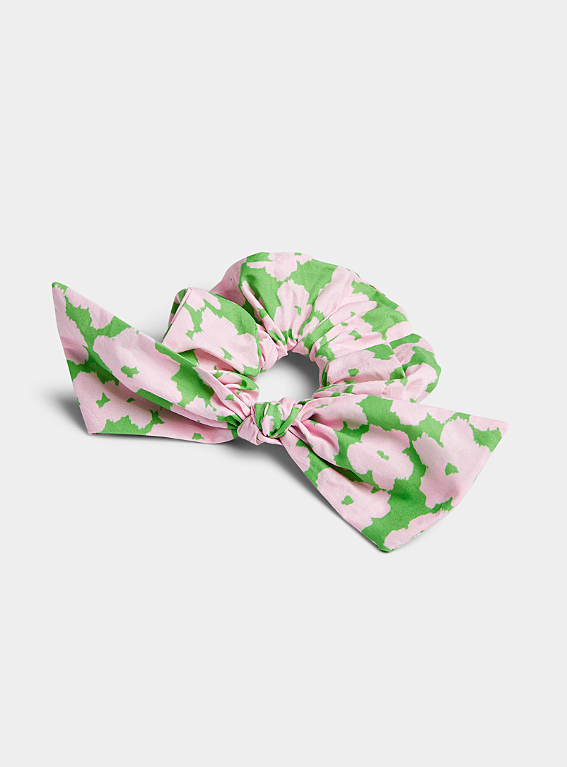 Simons Pink Retro flower bow scrunchie for women