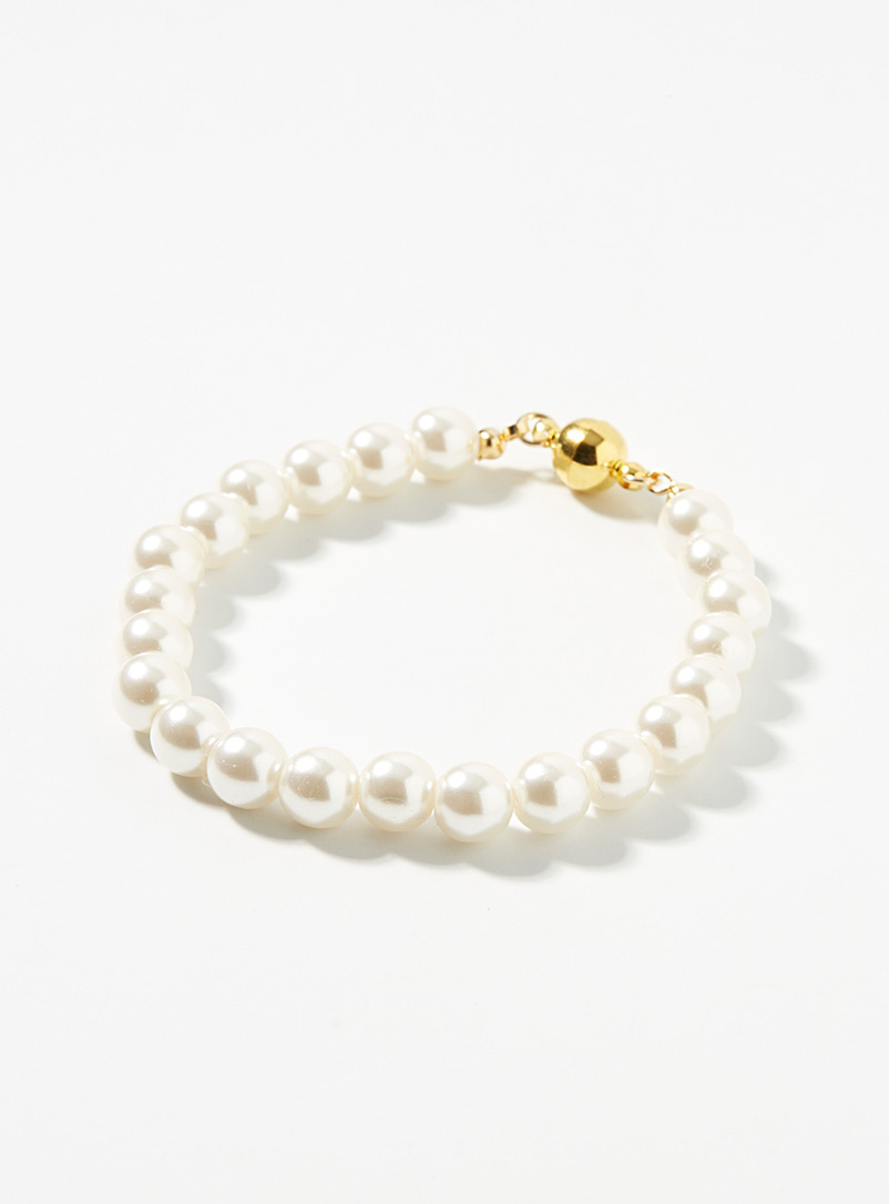 Simons: Le bracelet de perles irisées Blanc pour femme