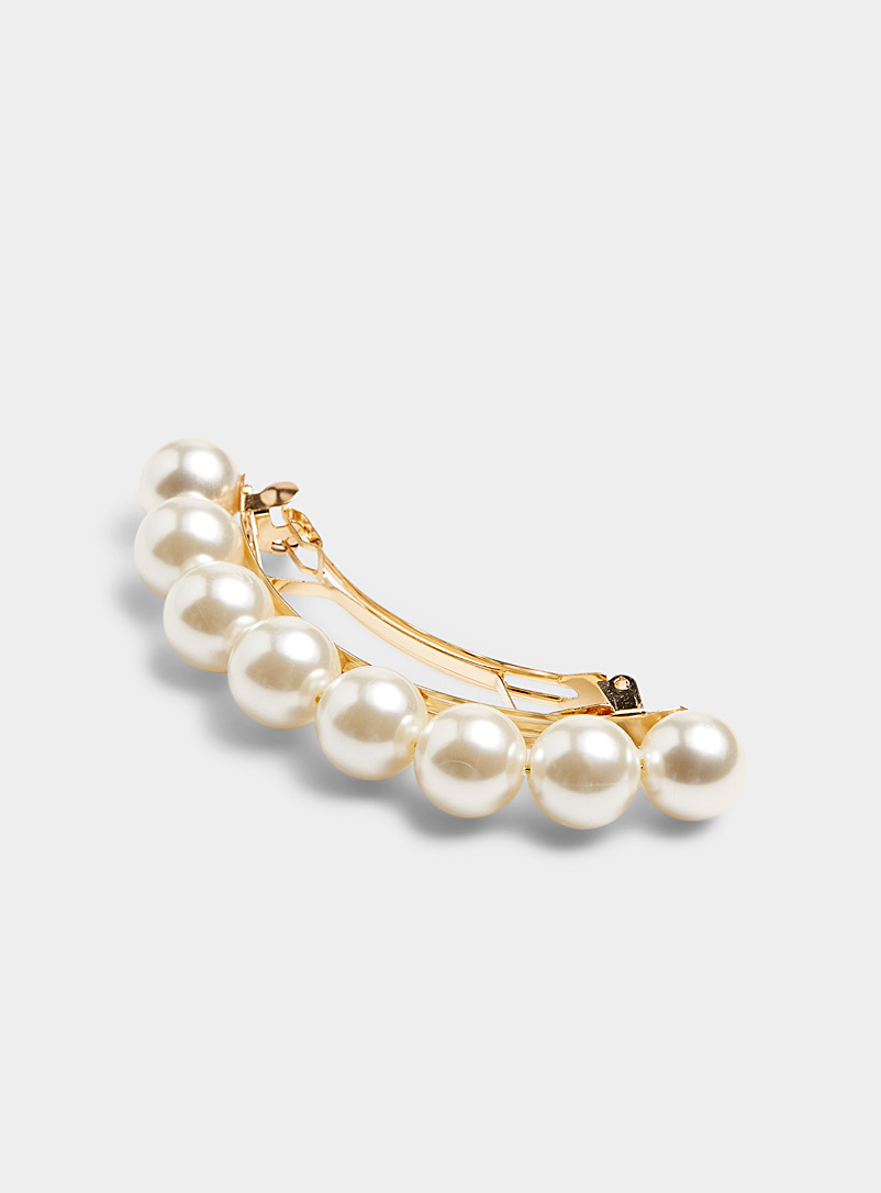 Simons: La barrette demi-lune larges perles Blanc pour femme
