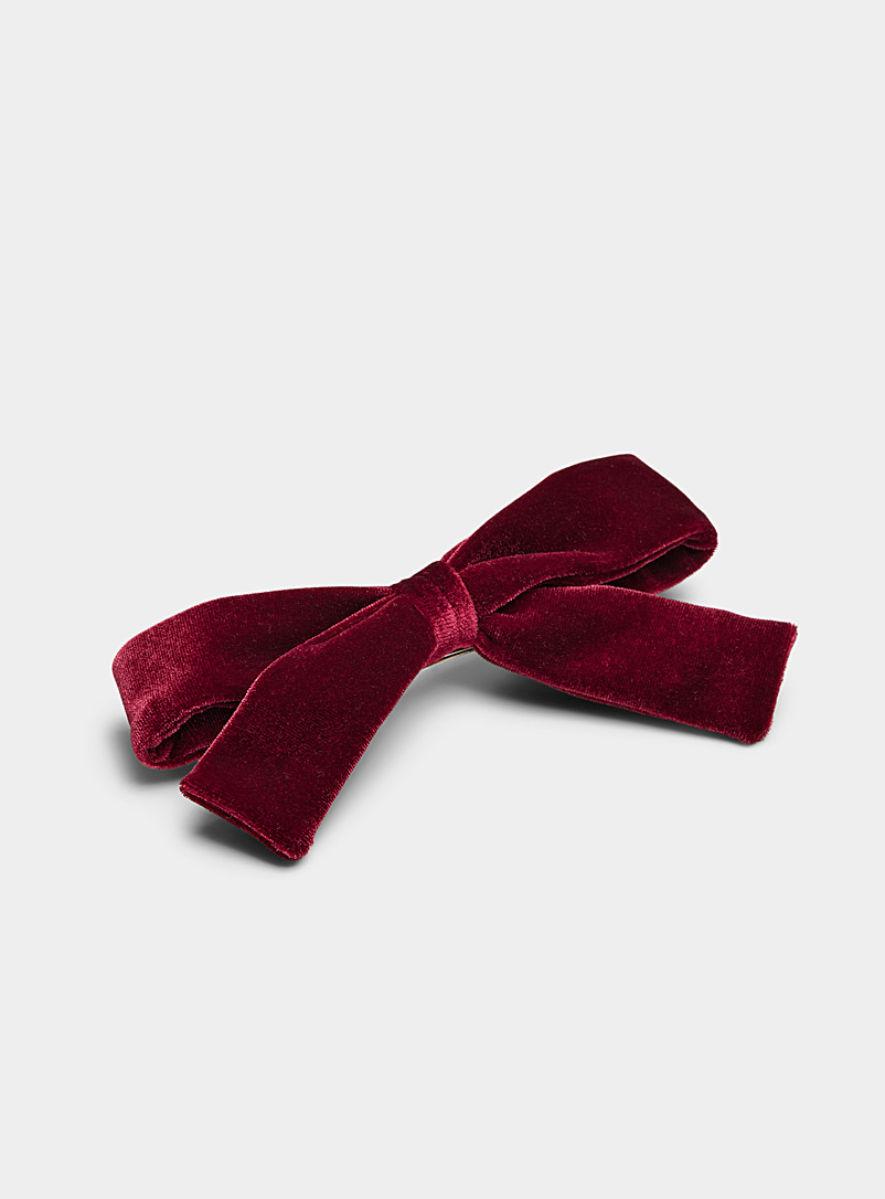 Simons Ruby Red Velvet bow barrette for women