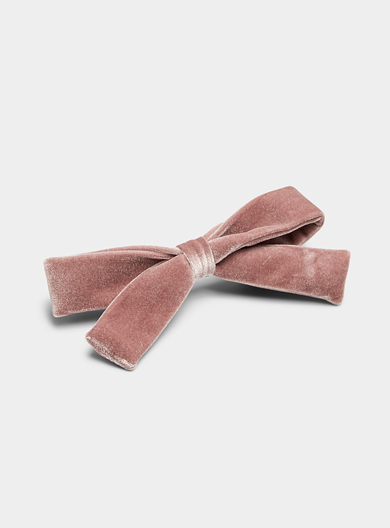 Simons Dusky Pink Velvet bow barrette for women