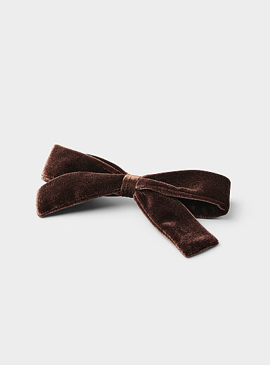Velvet bow barrette