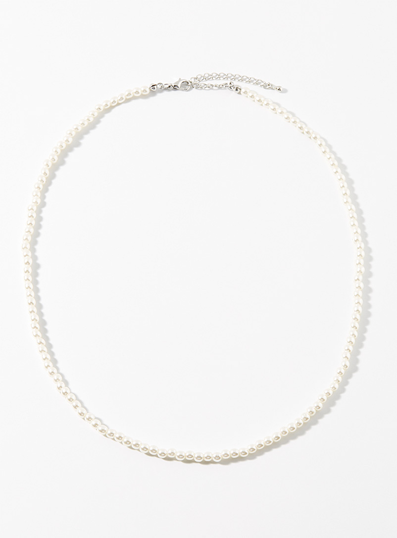 Le 31 White Mini-bead necklace for men