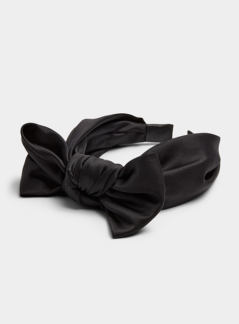 Simons Black Large bow headband for women