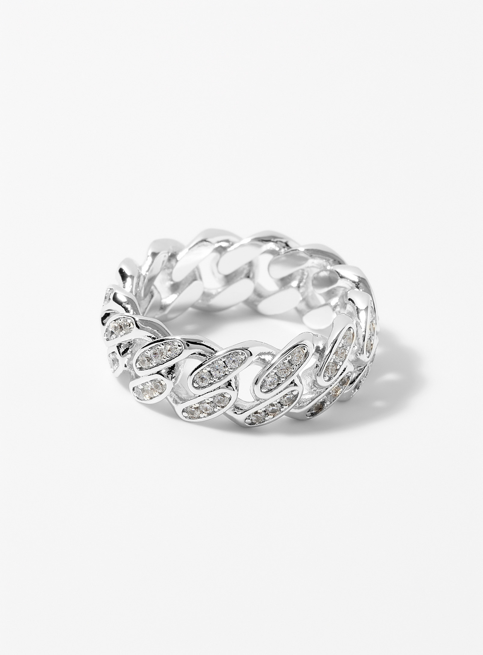 Le 31 Shimmery Chain Ring In Silver