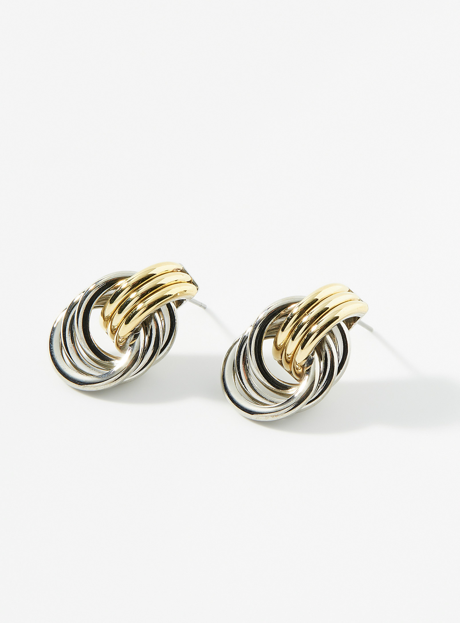 Simons - Women's Interlaced-like two-tone earrings