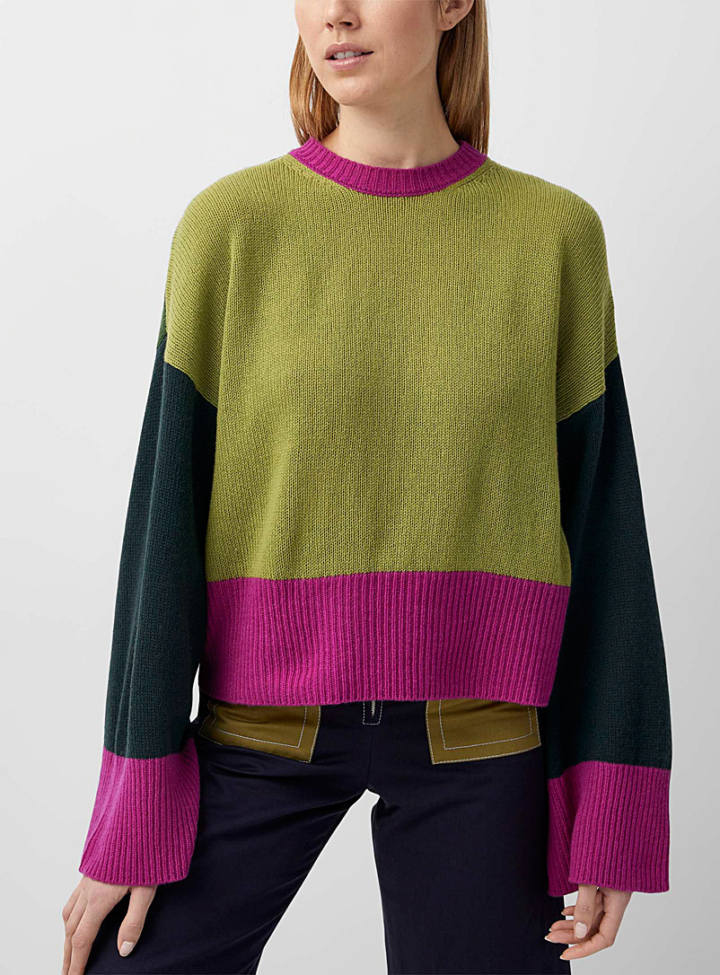 MARNI Medium Brown Colour blocks sweater for women