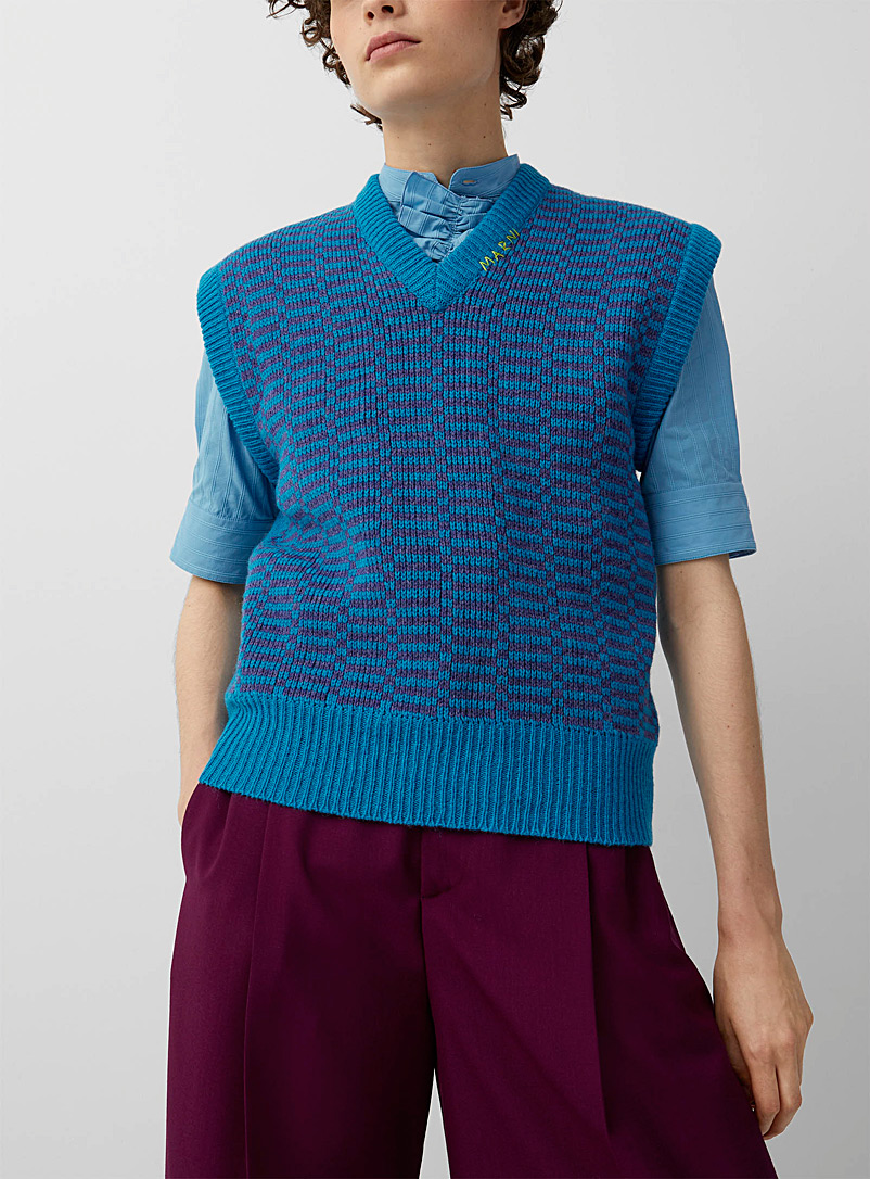MARNI Patterned Blue Blue palette sweater vest for women