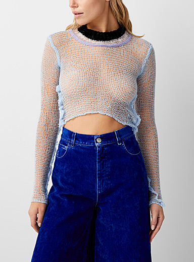 MARNI Baby Blue Delicate knit openwork sweater for women
