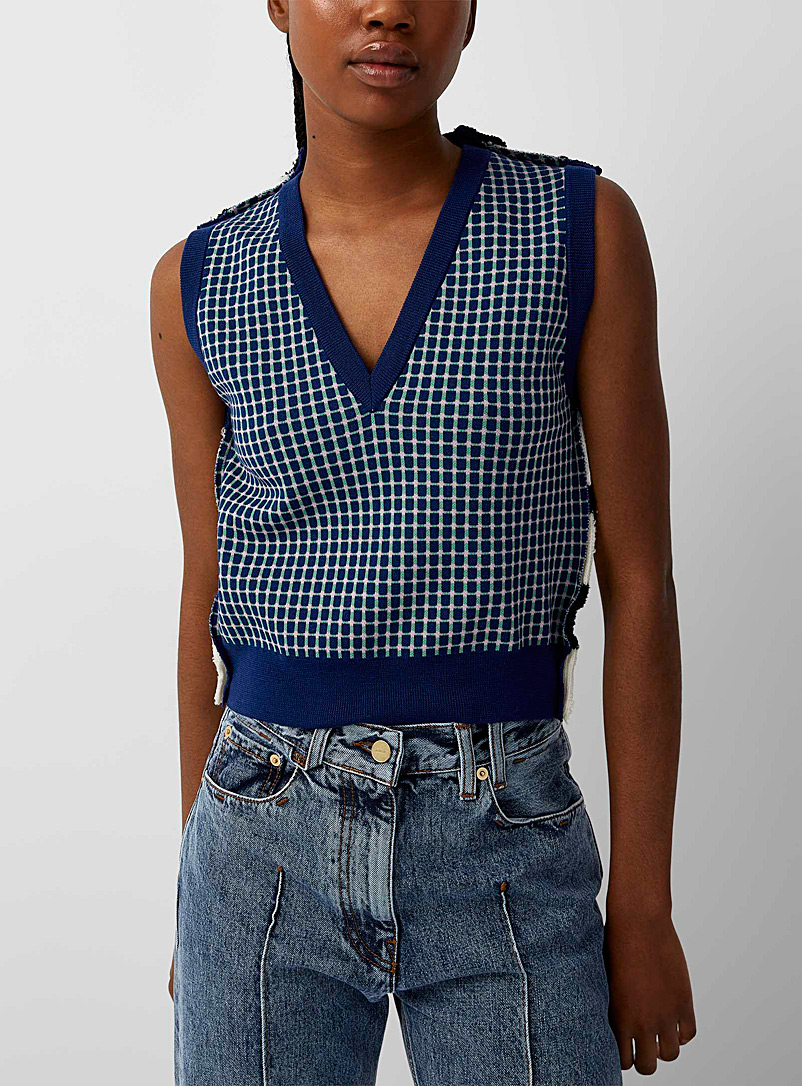 MARNI: Le chandail sans manches composite Bleu à motifs pour femme