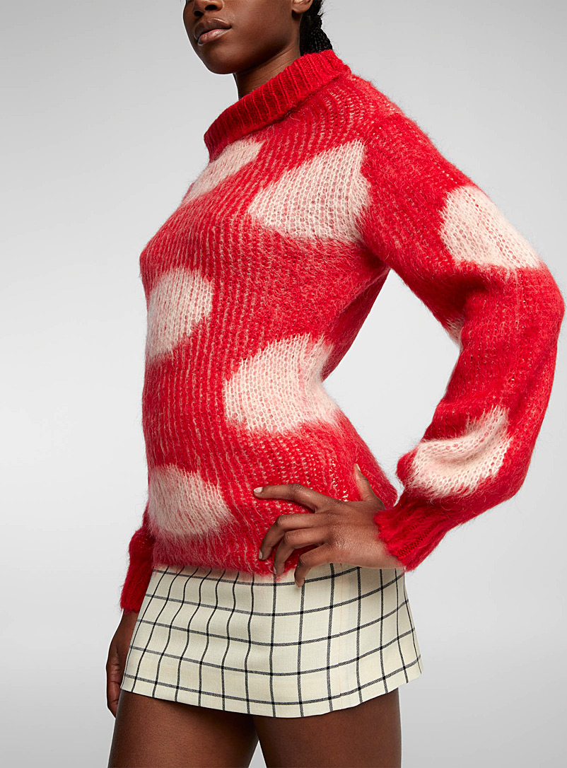 MARNI Patterned Red Polka dot brushed mohair sweater for women
