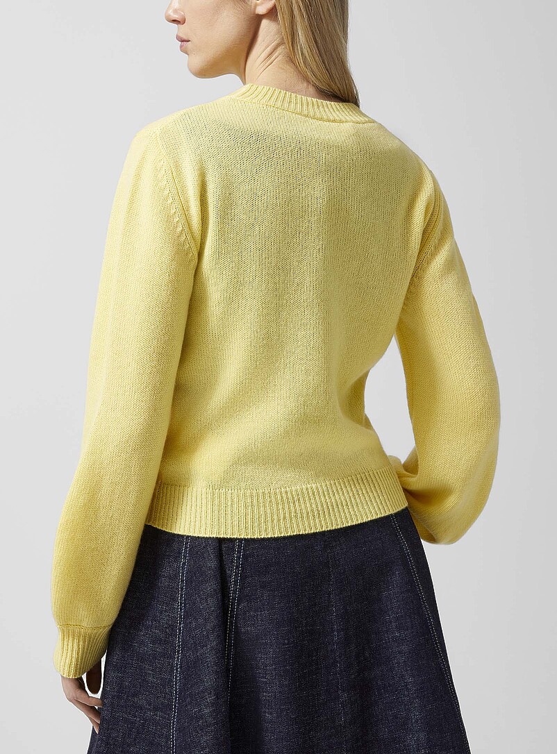 MARNI: Le chandail pur cachemire &eacute;cusson brod&eacute; Jaune ma&iuml;s - Vanille pour femme