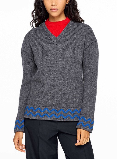 MARNI Slate Grey Double neck wool sweater for women