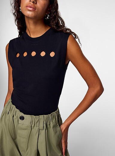 MARNI Black Cutout-detail jersey cami for women