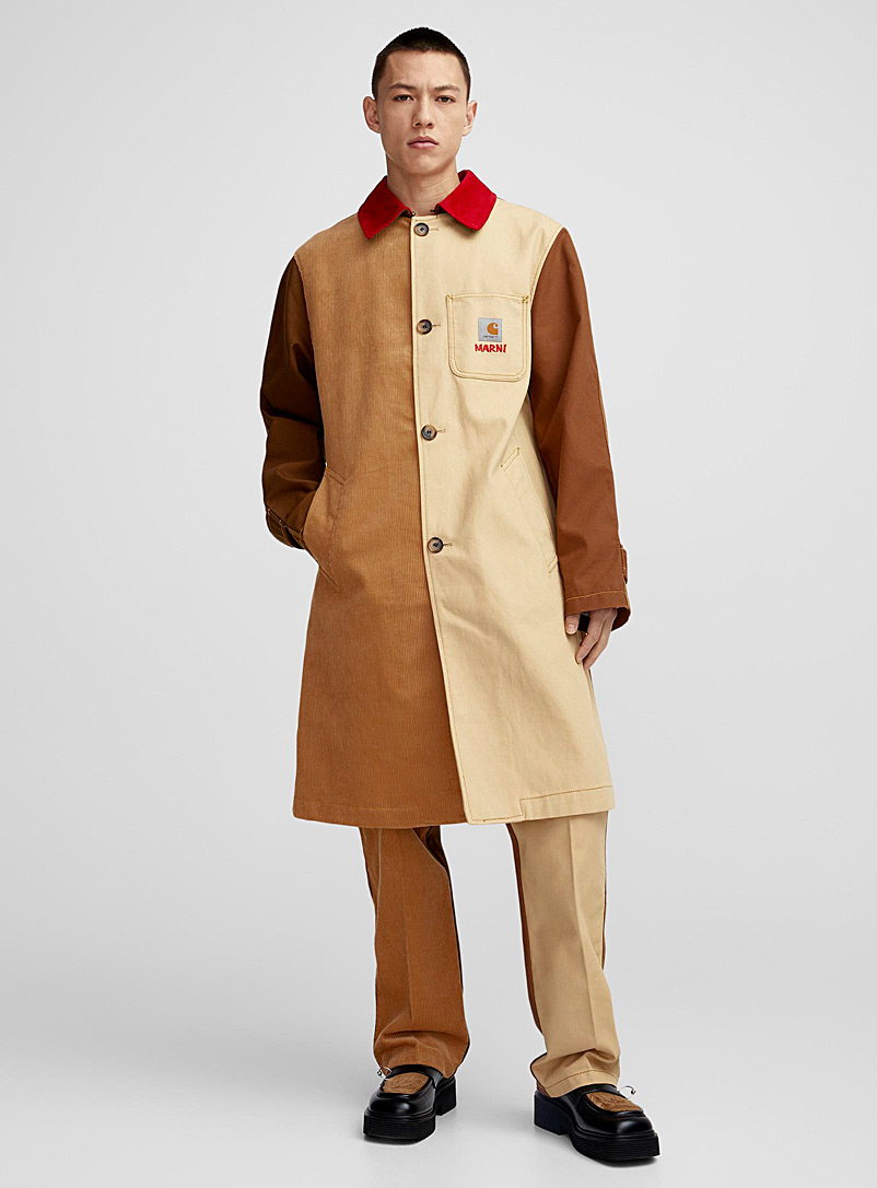 Marni x Carhartt WIP: Le manteau blocs couleurs Brun moyen pour homme