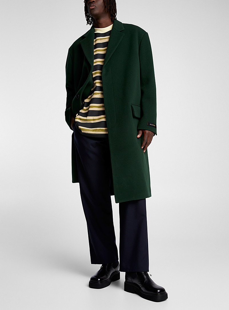 MARNI Green Virgin wool green overcoat for men