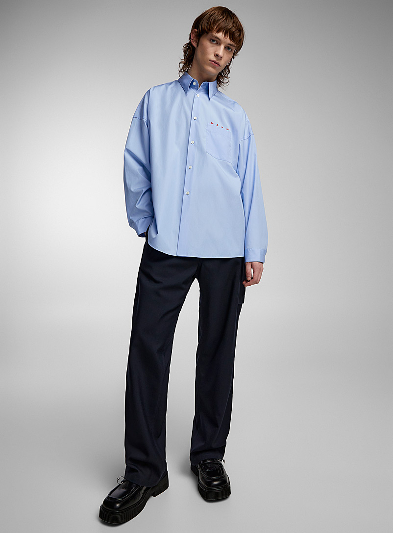 MARNI: Le pantalon cargo marine laine vierge Bleu pour homme