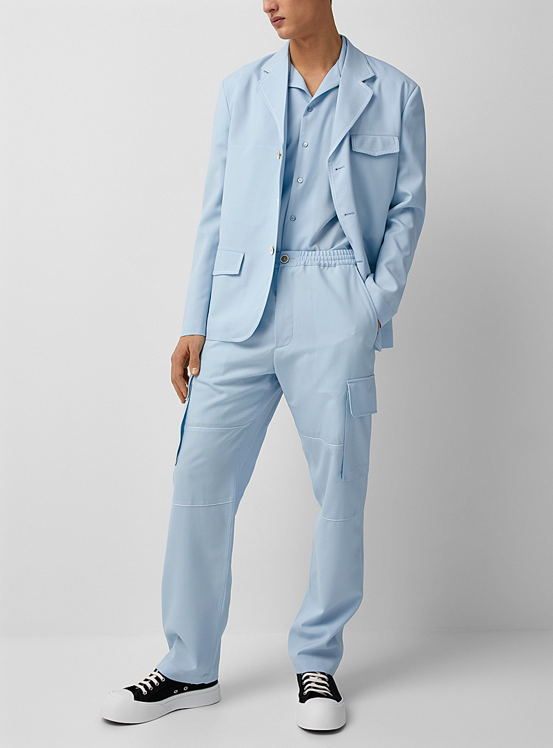 MARNI Blue Pastel topstitched-detail pant for men