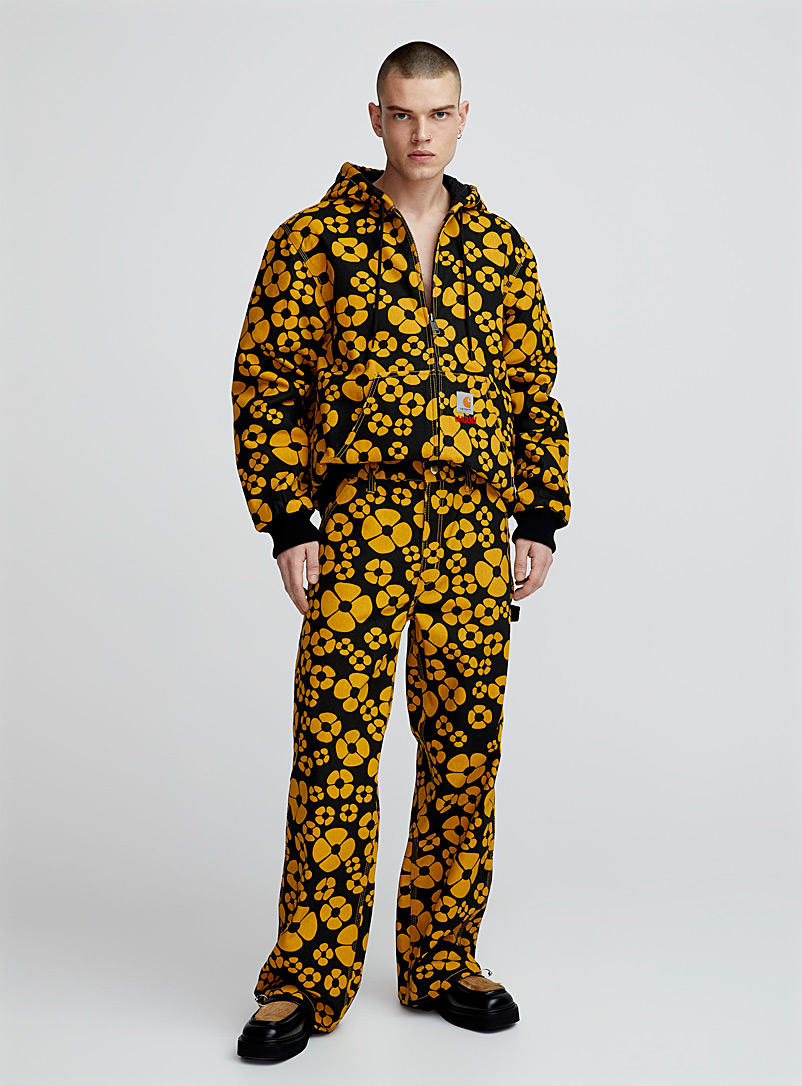 Marni x Carhartt WIP Golden Yellow Piqué cotton floral pant for men