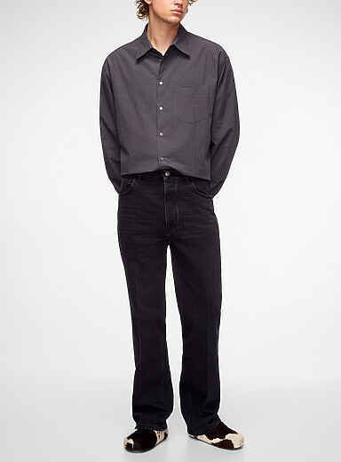 MARNI Black Pressed creases faded black jean for men