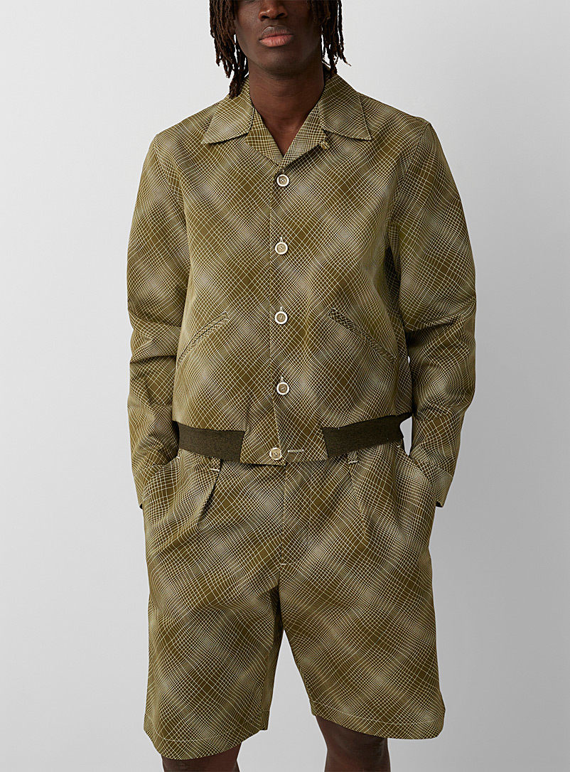 MARNI Green Graphic mesh pattern blazer for men