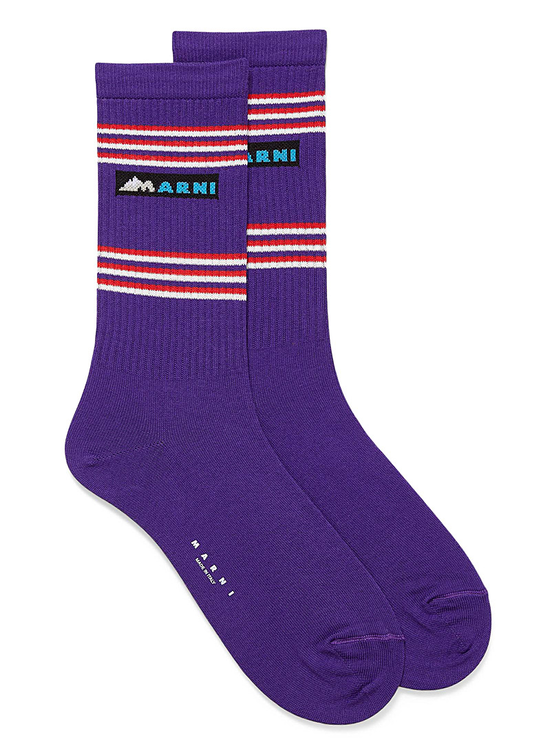 MARNI Light Crimson Mountain logo ribbed socks for men