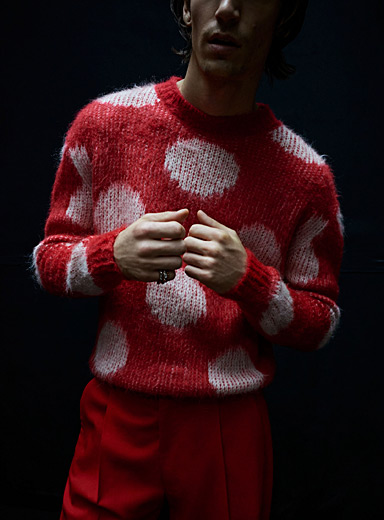 MARNI Red Polka dot mohair sweater for men