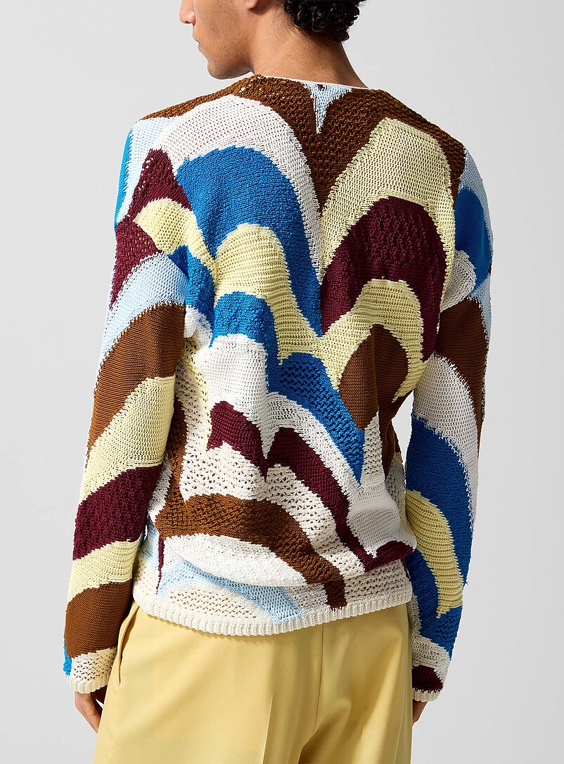 MARNI Burgundy Crochet waves cardigan for men