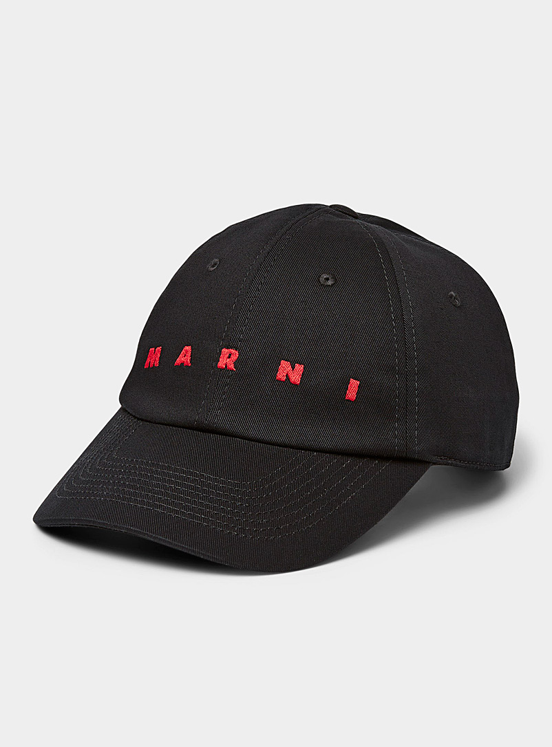 MARNI Black Embroidered red signature cap for men