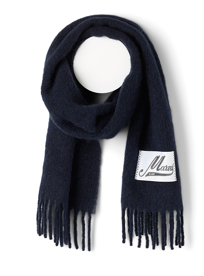 MARNI Black Alpaca wool signature scarf for men