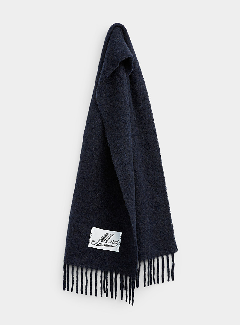 MARNI Black Signature label alpaca wool scarf for men