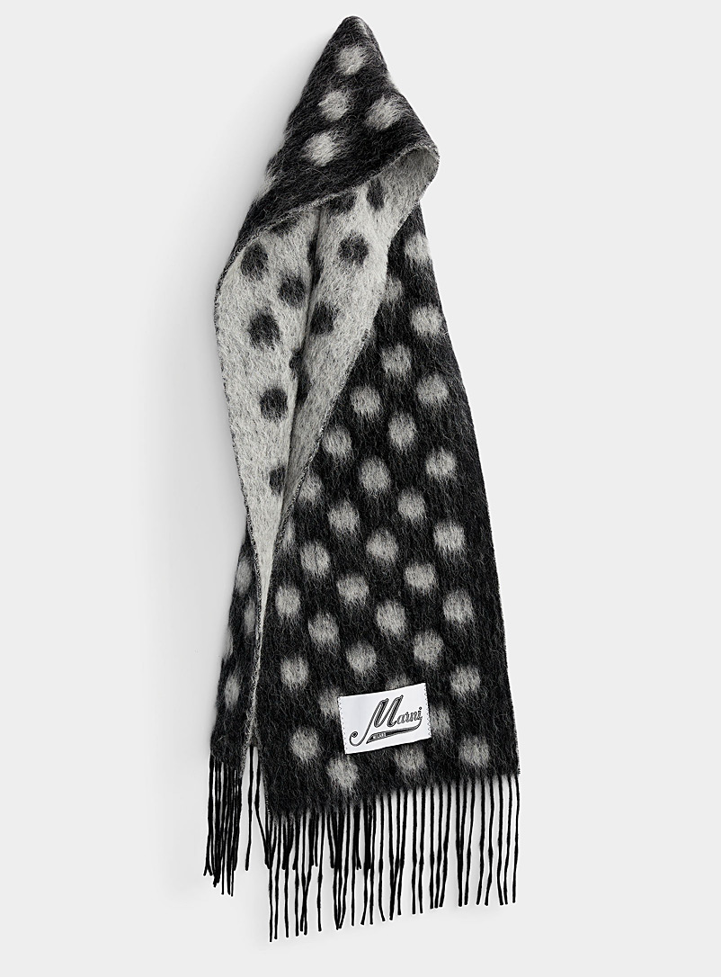 MARNI Black Polka dots mohair signature scarf for men