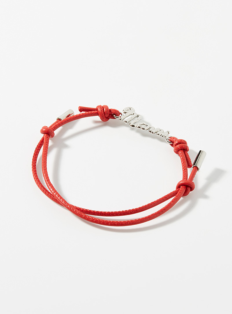 MARNI Red Metallic signature leather bracelet for men