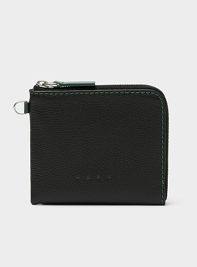 Zippered-closure leather wallet
